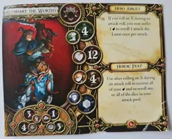 Descent Hero Card ONLY REYNHART The Worthy Fantasy Flight Replacement - Image 1