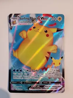 Pokemon Pikachu TCG Surfing VMAX Celebrations Holo Ultra Rare Card 009/025 - Image 1