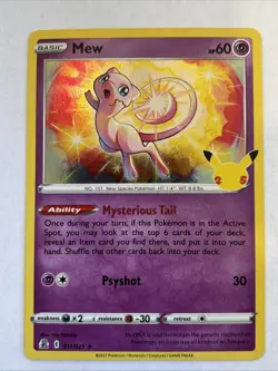 Pokemon Mew TCG Holo Rare Card Celebrations 011/025 - Image 1