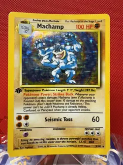 Pokemon Base Set 1st Edition Machamp Holo Rare #8/102 MP 1999 WOTC Vintage - Image 1