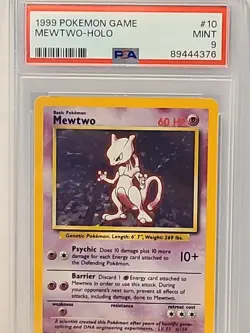 1999 Pokemon Game Holo Mewtwo #10 PSA 9 MINT - Image 3