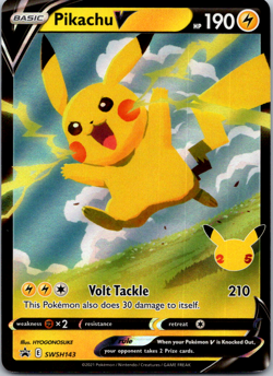 Pikachu V Pokemon TCG SWSH Black Star Promos SWSH143 Holo Promo Near Mint - Image 1