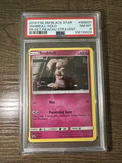 PSA 8 Snubbull SM200 Black Star Promo NM-MT Pokemon Detective Pikachu - Image 1