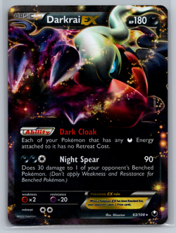 Pokemon DARKRAI EX Card DARK EXPLORERS Set 63/108 Black and White MP - Image 1