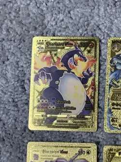 Set of 15 Pokemon Charizard,Dragonite,Blastoise&More Gold Foil Fan Art Cards LP - Image 2