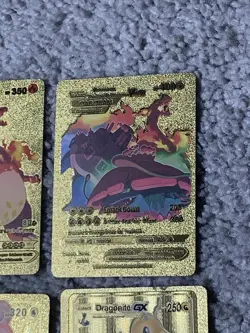 Set of 15 Pokemon Charizard,Dragonite,Blastoise&More Gold Foil Fan Art Cards LP - Image 5