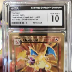 CGC 10 Gem Mint Charizard 4/102 Celebrations UPC Gold Metal Pokemon Card - Image 2