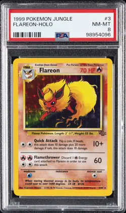 1999 POKEMON JUNGLE #3 FLAREON-HOLO PSA 8 - Image 1