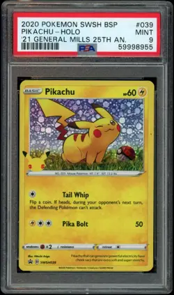 PSA 9 Pikachu SWSH 039 - Holo - Black Star Promo Pokemon Mint - Image 1