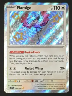 Pokemon TCG Flamigo 211/091 SV: Paldean Fates Baby Shiny Holo NM - Image 1