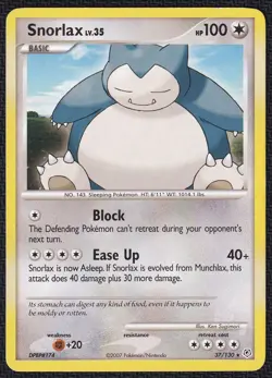 Pokemon Snorlax 37/130 Non-Holo Rare Diamond & Pearl - Image 1