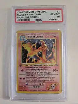 2000 POKEMON GYM CHALLENGE HOLO #2 BLAINE'S CHARIZARD - PSA 8 - Image 1