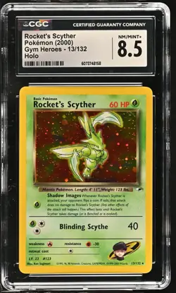 ROCKET'S SCYTHER Gym Heroes Holo Rare #13 CGC 8.5 Vintage Pokemon - Image 1