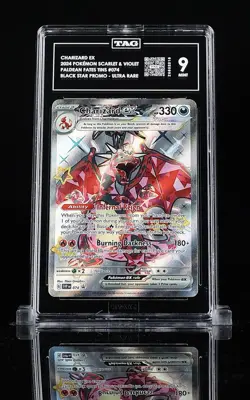 Pokemon TCG - Charizard ex 074 Black Star Promo - Paldean Fates Tin - TAG Mint 9 - Image 1