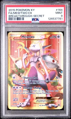 Pokemon Mewtwo EX Secret Full Art 164/162 XY Breakthrough #164 MINT PSA 9 - Image 1