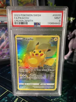 2023 POKEMON SWORD AND SHIELD CROWN ZENITH GG30 FULL ART/PIKACHU PSA 9 - Image 1