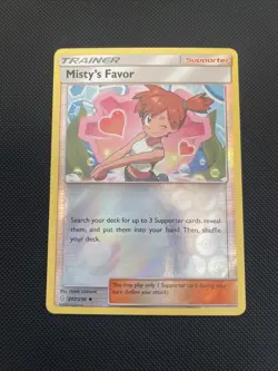 2019 Pokemon Card Misty's Favor REVERSE HOLO card Unified Minds 202/236 -NM - Image 1