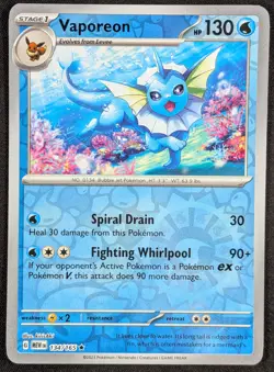 Vaporeon 2023 Scarlet & Violet 151 Reverse Holo Pokemon Card 134/165 (NM) - Image 1
