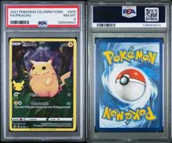 2021 Pokemon Celebrations 005 Full Art Pikachu Holo PSA 8 NM Rare Card Fresh - Image 3
