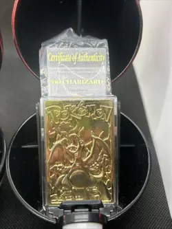 2 Charizard 23k Gold Plated Pokemon Trading Card with COA - Image 3