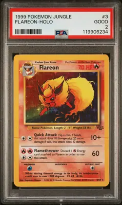 PSA 2 Flareon Holo 1999 Pokemon Jungle 3/64 Population 50 - Image 1