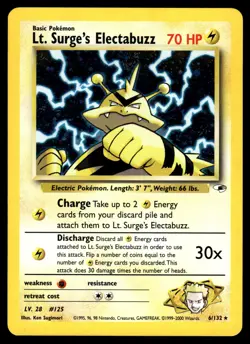 2000 Pokemon Gym Heroes 6 Lt. Surges Electabuzz Holo NM - Image 1
