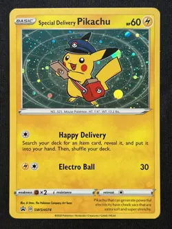 2020 POKEMON SWSH BLACK STAR PROMO SWSH074 SPECIAL DELIVERY PIKACHU HOLO - Image 1