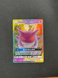 Pokemon Gengar & Mimikyu GX 53/181 Sun & Moon Team Up Holo Ultra Rare - Image 1