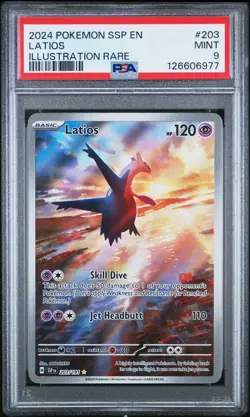 2024 POKEMON SSP EN-SURGING SPARKS ILLUSTRATION RARE #203 LATIOS PSA 9 - Image 1