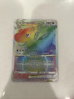 Pokemon Go Dragonite VSTAR Rainbow Secret Rare Card 81/78 MINT - Image 1
