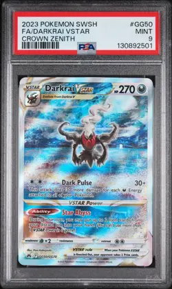 PSA 9 Darkrai VSTAR GG50 Crown Zenith Galarian Gallery Ultra Rare Pokemon Card - Image 1