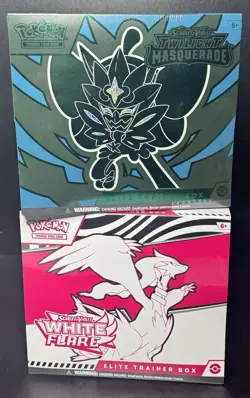 Pokemon TCG Scarlet & Violet White Flare & Twilight Masquerade Trainer Elite Box - Image 1