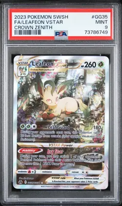 2023 POKEMON CROWN ZENITH #GG35/GG70 LEAFEON VSTAR FA GALARIAN GALLERY PSA 9 - Image 1