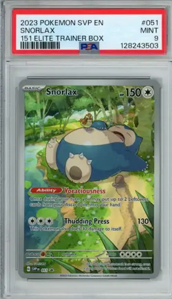 2023 POKEMON SVP EN-SV BLACK STAR PROMO 151 ELITE TRAINER BOX #051 SNORLAX PSA 9 - Image 1
