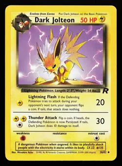 Dark Jolteon 38/82 Uncommon Team Rocket Pokemon Card - Image 1