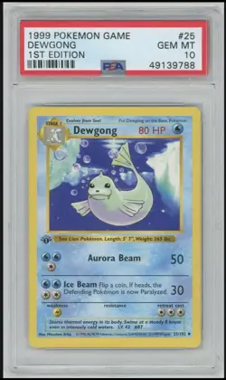 1999 Pokemon Dewgong 1st Edition 025/102 Base Set (Shadowless) PSA 10 - Image 1
