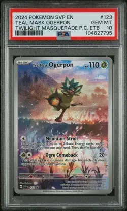 POKEMON TWILIGHT MASQUERADE POKEMON CENTER ETB TEAL MASK OGERPON PSA 10 NO STAMP - Image 1