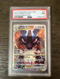 Pokemon TCG Lucario VSTAR SWSH291 Holo Black Star Promo Crown Zenith PSA 9 - Image 1