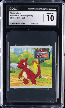 1998 POKEMON TOPSUN STICKER SET - JPN #005 CHARMELEON CGC 10 GEM MINT - Image 1