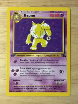 Pokemon Fossil 1st Edition Hypno 23/62 Non-Holo Rare 1999 - Image 1