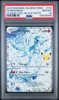 PSA 10 Reshiram 113/114 Black White Classic Collection Celebrations Pokemon Card - Image 1