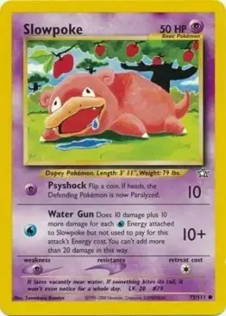 Slowpoke 73/111 Neo Genesis Pokemon Card MP - Image 1