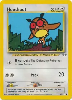 Hoothoot 60/111 Neo Genesis Pokemon Card MP - Image 1