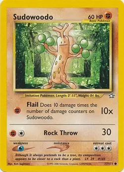 Sudowoodo 77/111 Neo Genesis Pokemon Card MP - Image 1