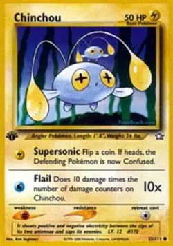 Chinchou 55/111 1st Edition Neo Genesis Pokemon Card LP - Image 1