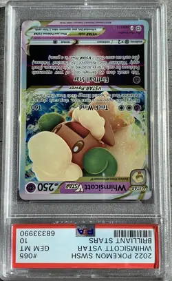 Pokemon Card Whimsicott VStar Holo Rare PSA 10 Gem Mint Brilliant Stars #65 2022 - Image 2
