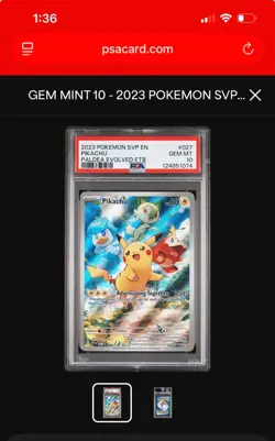 2023 Pokemon SVP EN-SV Black Star Promo Pikachu #027 Paldea Evolved Etb PSA 10 - Image 1