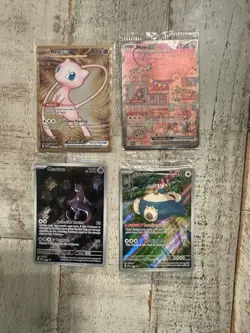 Pokemon 151 UPC Promo Set Metal Mew 205 Mew 053 Mewtwo 052 & Snorlax 051 SEALED - Image 1