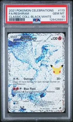 2021 POKEMON CELEBRATIONS CLASSIC COLL #113 FULL ART/RESHIRAM PSA 10 - Image 1