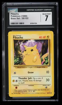 1999 Pokemon Base Pikachu CGC 7 English #58/102 Yellow Cheeks - Image 1